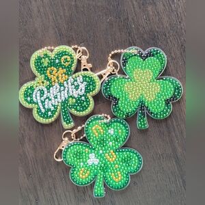 St. Patrick's Day Diamond Art Shamrock Purse/Keychain Charms 3/$15